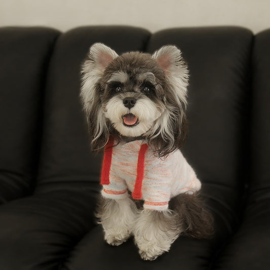 Felpa in pile a coste con cappuccio per cane