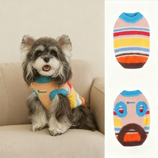 Maglione smanicato a righe multicolore per cane e gatto