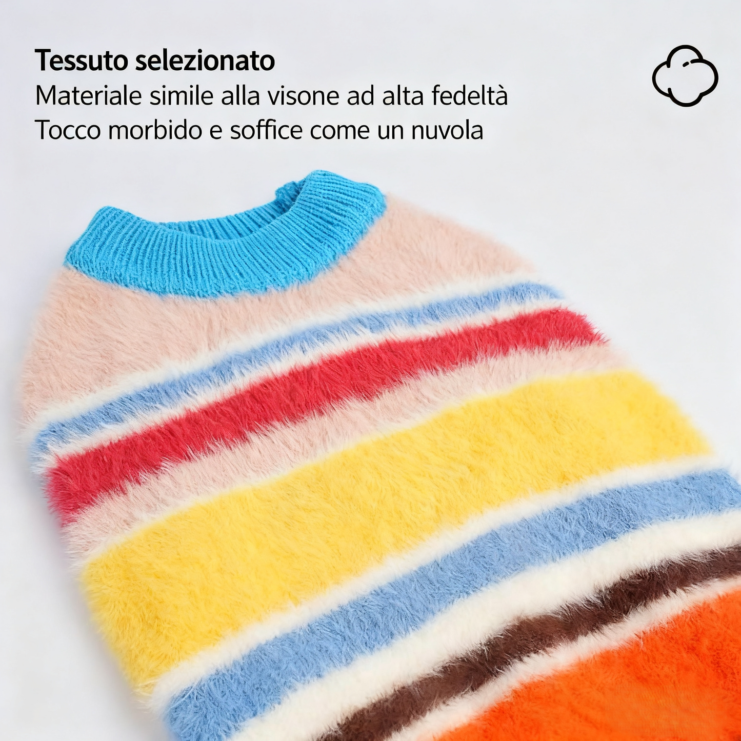 Maglione smanicato a righe multicolore per cane e gatto